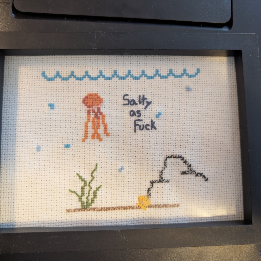 Playful Jellyfish Cross-Stitch Art
